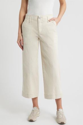 Wit & Wisdom Skyrise Crop Wide Leg Utility Pants in Blanched Almond at Nordstrom, Size 14