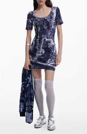 Desigual Print Minidress in Navy Blue at Nordstrom, Size X-Large
