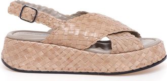 Pons Quintana Maui Sandaal - Dames - Sleehakken - Beige - 40 EU - Leer - Schoenen