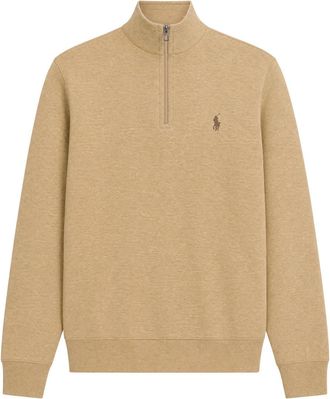 Polo Ralph Lauren Half-zip Logo-embroidered Jersey Sweatshirt - Tan - XL