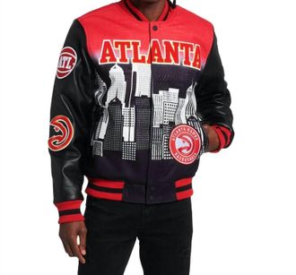 Pro Standard Mens Atlanta Hawks Intervarsity Jacket In Black/red