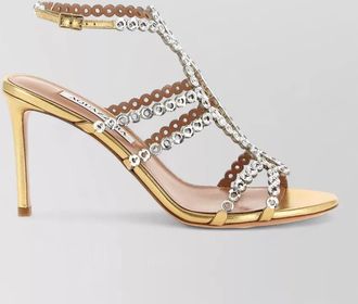Aquazzura leather crystal-embellished sandals