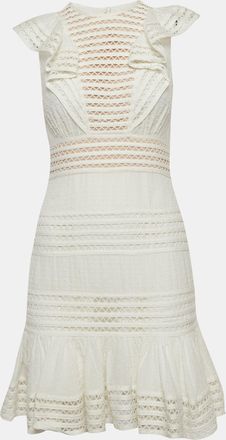 Zimmermann White Cotton & Lace Ruffled Mini Dress