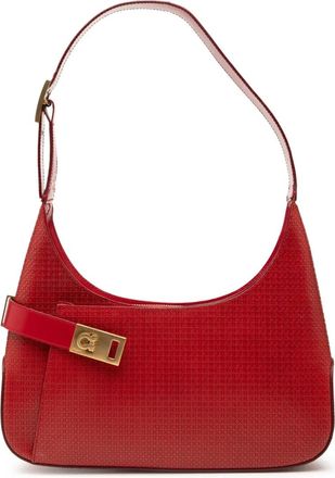 Ferragamo Borsa a spalla Gancini in pelle goffrata 2010-2025 - Rosso