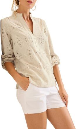 Tommy Bahama Schiffli Eyelet Top in Cameo at Nordstrom, Size X-Large