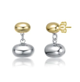 Rachel Glauber Two-Tone Double Bead & Chain Dangle Earrings