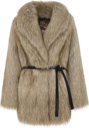 Cesare Gaspari Faux Fur Shearling Jassen - Dames - Jassen - Beige - S - Polyester - Jassen