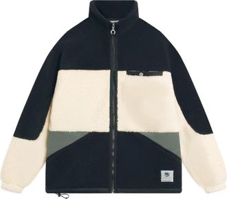 Li-Ning BadFive Graphic Color Block Polar Fleece Jacket Black Beige AFDSA71-3