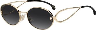 Etro Zwart Goud Zonnebril Grijs Getint - Dames - Zonnebrillen - Zwart - 57 MM - Accessoires