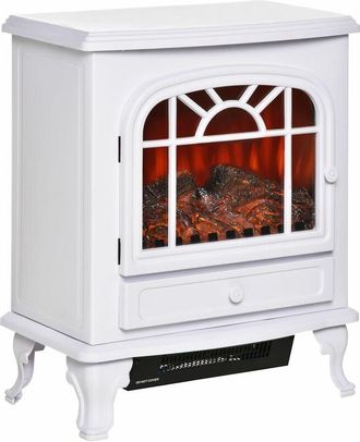 HOMCOM Chimenea El&eacute;ctrica Port&aacute;til 1000/2000w Con Llama Regulable Termostato Ajustable Y Protecci&oacute;n Sobrecalentamiento Para Salas De 25 M&sup2; 51x28x60 Cm