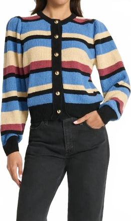 Nation Ltd Carmela Stripe Cardigan In Velour Multi Stripe