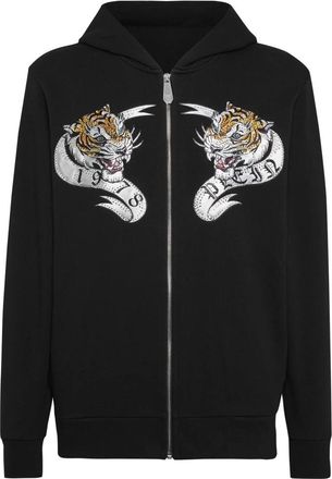 Philipp Plein Hoodie Sweatjacket Tattoo - Heren - Vesten met rits - Zwart - 3XL - Katoen - Hoodies & sweatvesten