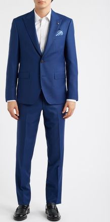 Jack Victor Engel Medium Blue Peak Lapel Wool Suit at Nordstrom, Size 38 Regular