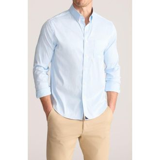 UNTUCKit Harland Stripe CottonTek Performance Button-Down Shirt in Airy Blue at Nordstrom, Size Xx-Large