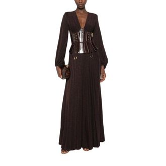 Elisabetta Franchi Dames, Jurken, Bruin, Maat: XL Satijn