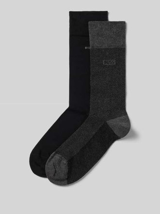 HUGO BOSS Str&uuml;mpfe aus Baumwoll-Mix im 2er-Pack in Mittelgrau, Gr&ouml;&szlig;e 39-42