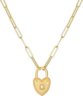 Satya Jewelry Love Everlasting Padlock Heart Necklace in Gold at Nordstrom