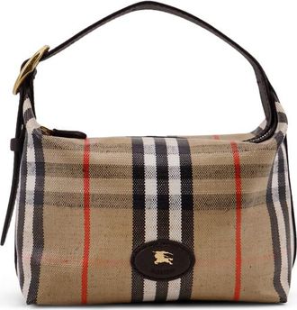Burberry Coated Canvas Handbag With Check Pattern