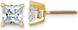 Diamond2Deal 14k Gold 2 ct Princess Lab Grown Diamond Stud Earrings VS Clarity, D-E Color
