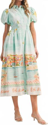 Merci Vista Belle Midi Dress In Blue