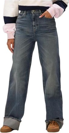 Tommy Jeans Dames Jeans Claire Hr Wd Turn Up Ei 6154 - Dames - Regular Fit Jeans - Blauw - W31 L32 - Katoen - Jeans