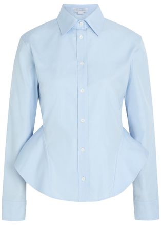 Stella McCartney Stella Mccartney Peplum Cotton-poplin Shirt - Light Blue - 46 (UK14 / L)