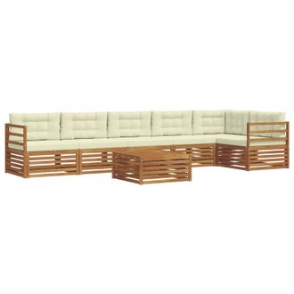 vidaXL Conjunto De Sof&aacute;s De Exterior Con Coj&iacute;n 7 Pcs Natural Y Crema Vidaxl