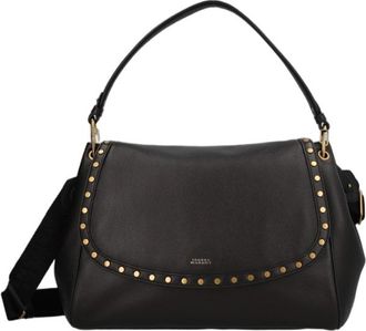 Isabel Marant Black Smooth Lambskin Gold-Accent Shoulder Bag