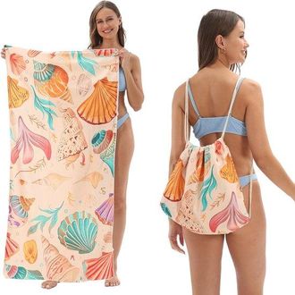 OEM Toalla De Playa De Microfibra Con Estampado Marino, Toalla De Playa Plegable Con Bolsa De Transporte Integrada Para Playa Y Piscina, 80 X 160 Cm