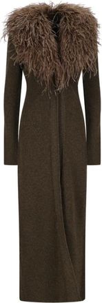 Blumarine Cardigan con piume - Dames - Lange truien - Groen - S - Truien & Vesten