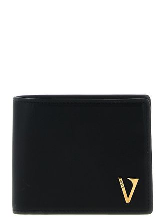 Versace V Logo Portafogli Nero-Uomo