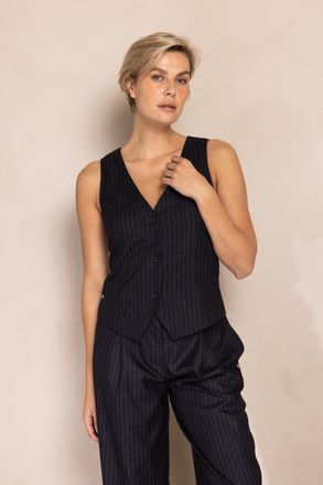 Zhrill Anzugweste ZHRILL ZHDIOSA, Damen, Gr. XL, anthra, Web, Obermaterial: 71% Polyester, 27% Viskose, 2% Elasthan, gestreift, k&ouml;rpernah h&uuml;ftbedeckend, V-Au