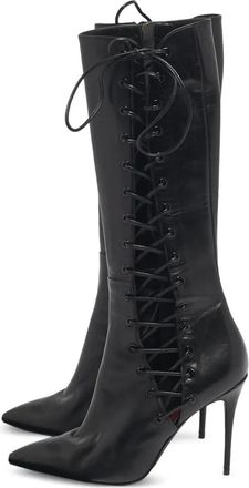 Maison Ernest Stivali stringati in pelle - Nero