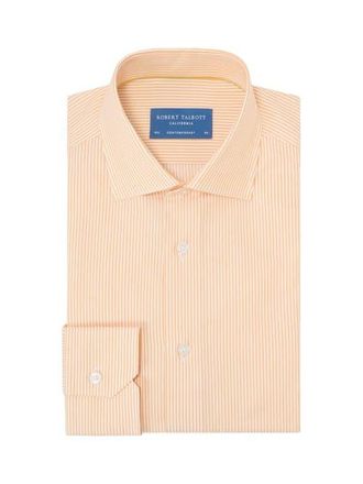 Robert Talbott Reynolds Dobby Stripe Shirt in Contemporary Fit in Golden Poppy at Nordstrom, Size 15