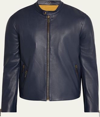 Savas Mens Crest Cafe Leather Racer Jacket