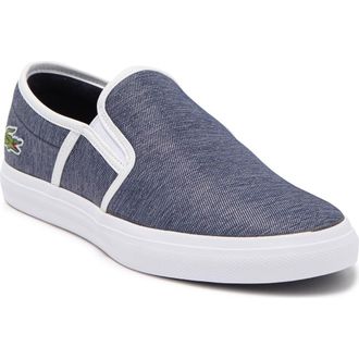 Lacoste Tatalya Leather Slip-On Sneaker in Denim/White at Nordstrom Rack, Size 10.5