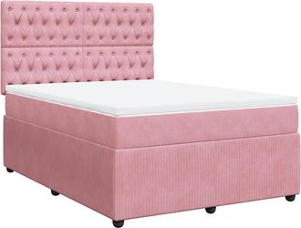 vidaXL Cama Box Spring Con Colch&oacute;n Terciopelo Rosa 140x200 Cm Vidaxl