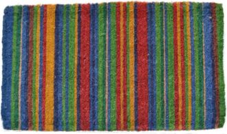 Imports Decor Multicolor Striped Coir Door Mat, Handwoven Outdoor Entry Mat with Anti-Slip Backing