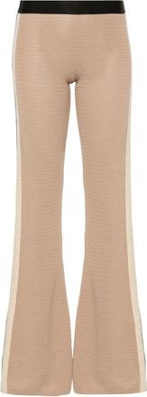 Palm Angels Gehaakte Flared Broek - Dames - Wijde Broeken - Beige - S - Katoen - Broeken