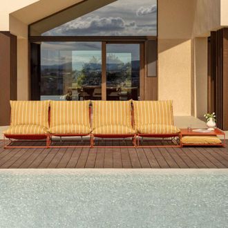 Sklum Conjunto De Jard&iacute;n Con Sof&aacute; Modular De 4 Piezas Y Mesa Auxiliar Amaro Sklum