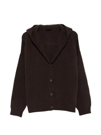 Dondup Brown Solid Shawl Neck Sweater