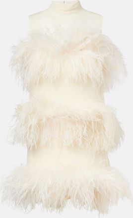 Taller Marmo Abito corto Divine in chiffon con piume