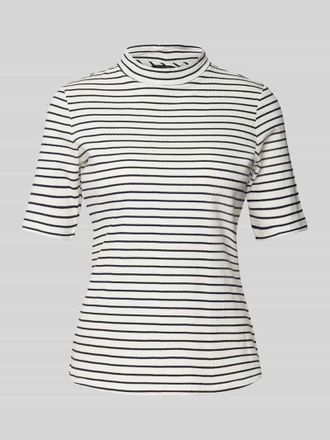 Comma T-Shirt mit Stehkragen in Offwhite, Gr&ouml;&szlig;e 34