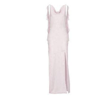 Rotate ROTATE Birger Christensen, Party Dresses, female, Pink, Size: S Wide Neckline Ruffle Dress