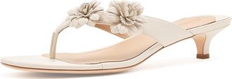 Lauren Ralph Lauren Francesca Floral-Trim Nappa Sandals Womens Sandals Soft White : 6.5 B - Medium, Leather