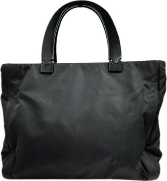 Prada Pre-owned Tote Bags, female, Black, Size: ONE SIZE Pre-owned Triangle Logo Nylon Handbag