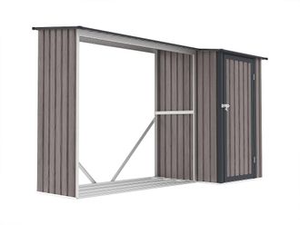VENTE-UNIQUE.COM Caba&ntilde;a para le&ntilde;a acero gris antracita, color natural oscuro