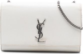Saint Laurent Pre-owned Womens Medium Grain De Poudre Monogram Kate Crossbody - White Leather - One Size