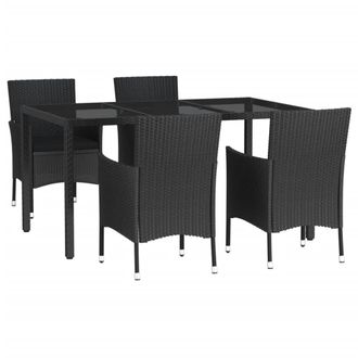 vidaXL Vidaxl - Set De Muebles Jard&iacute;n 5 Pzas Con Cojines Rat&aacute;n Sint&eacute;tico Negro