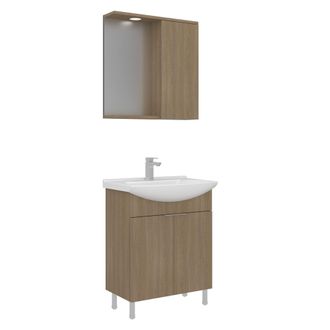 Habitat et Jardin Set Mobile Lavabo Con Specchio (2 Pezzi) purus 65 - 65 X 50 X 83 Cm - Rovere
